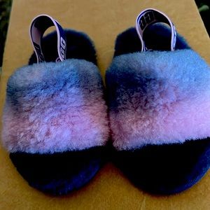 Fuzzy purple UGG slippers size 7.